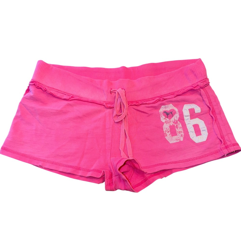 Vtg Y2K Victorias Secret 86 Pink Booty Spellout  Lounge Micro Mini Shorts Small